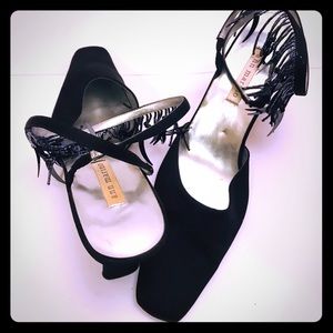 Ann Marino Beaded Wrap Ankle Strap Dress Heels 10M